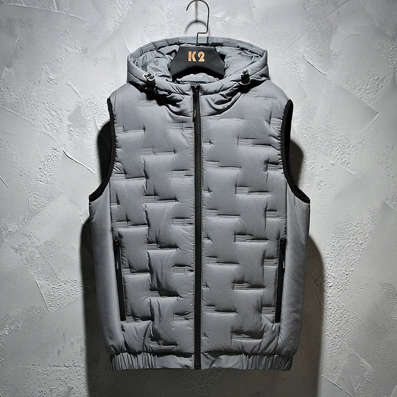 Gilet d'hiver à capuche pour , gilet plissé, rembourré, - Remise exclusive - 15%