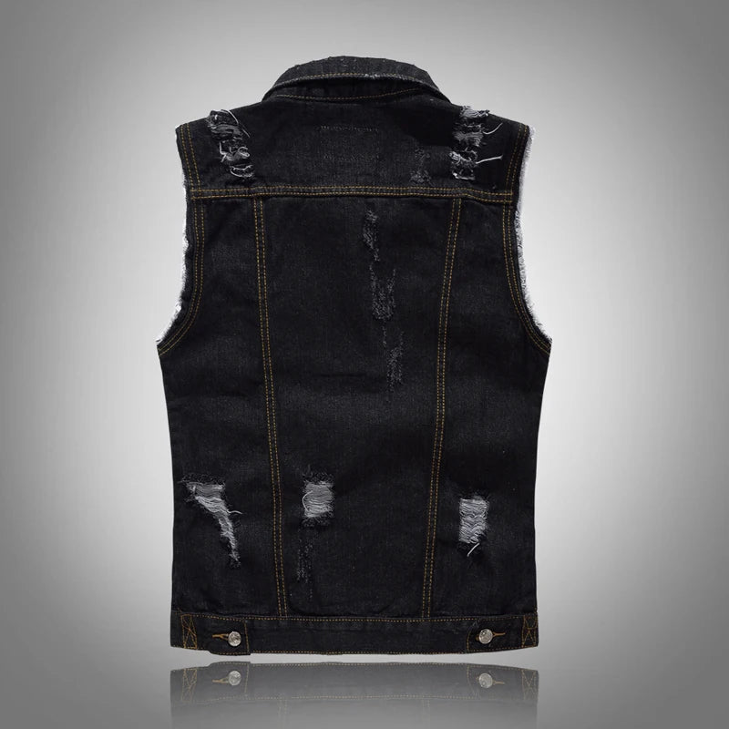 Gilet en jean pour , style rétro, déchiré, troué, fête, - Remise exclusive - 15%