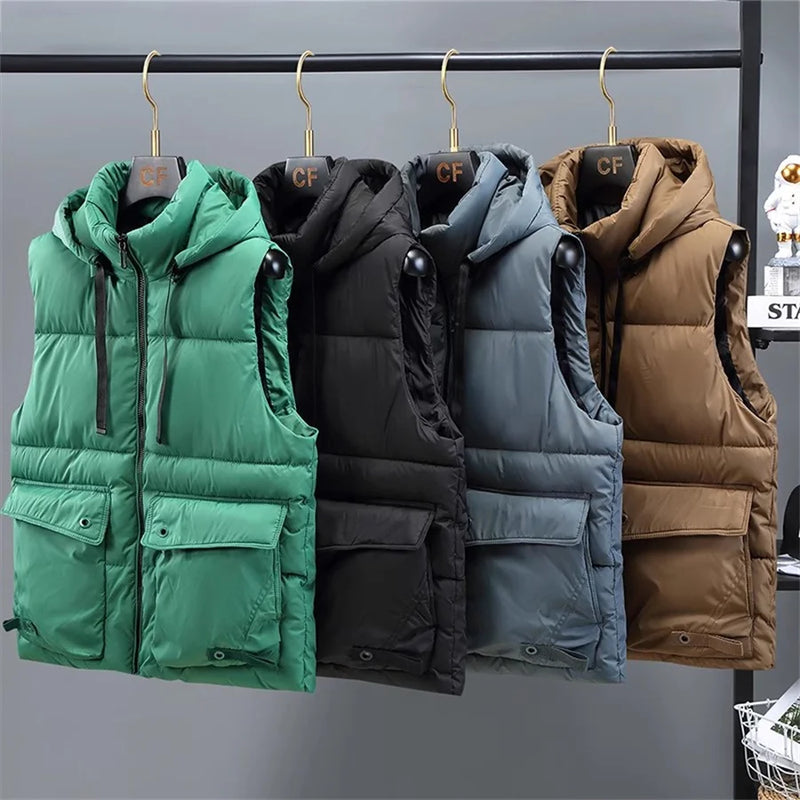 Gilet à capuche vert pour Hiver Fermeture éclair Col - Offre flash - 45%