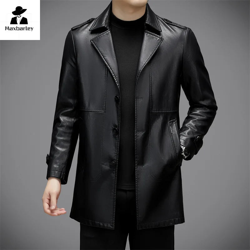 Trench - Coat en cuir d'automne pour , veste coupe - vent de - Promotion irrésistible - 15%