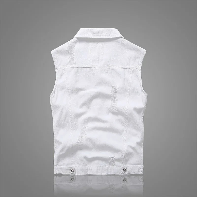 Nouveau gilet en jean blanc pour hommes Les adolescents - Super promo - 20%